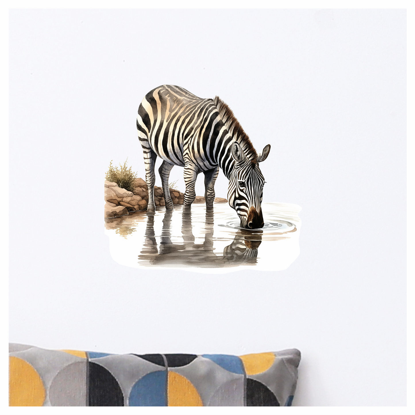 Zebra Drinking Clear Water Black Vinyl Decal Sticker