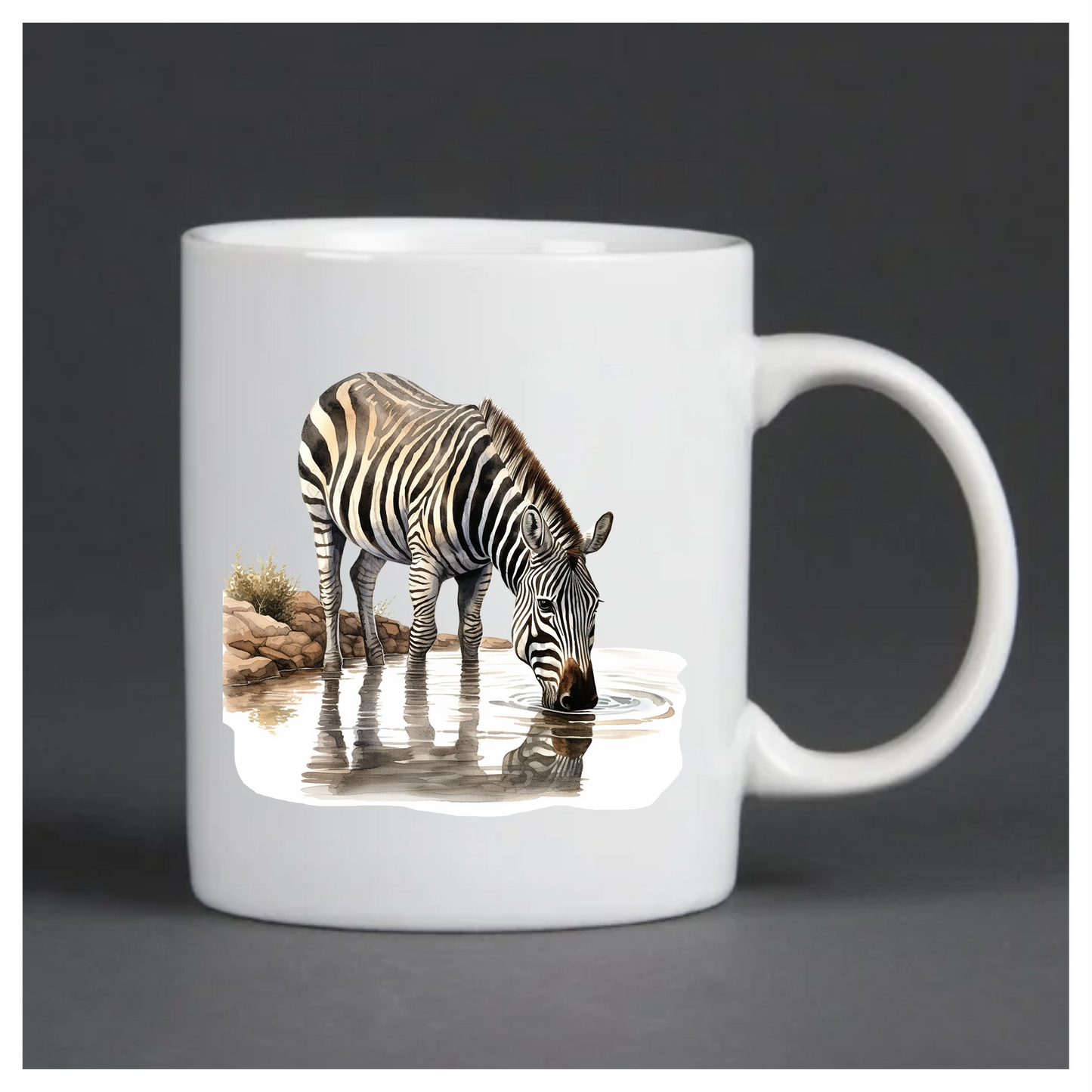 Zebra Drinking Clear Water Black Vinyl Decal Sticker