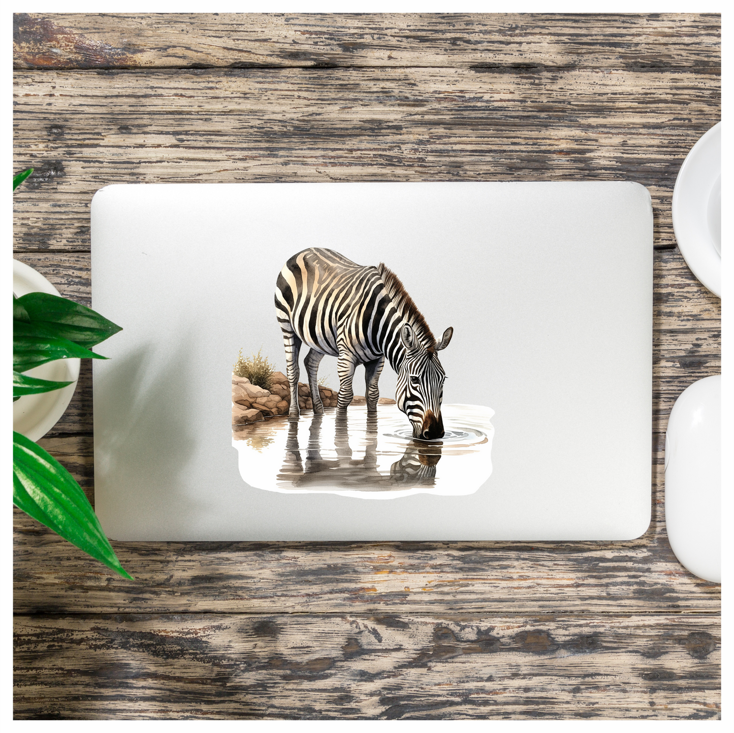 Zebra Drinking Clear Water Black Vinyl Decal Sticker