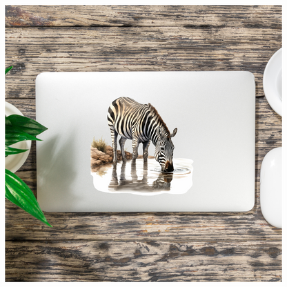 Zebra Drinking Clear Water Black Vinyl Decal Sticker