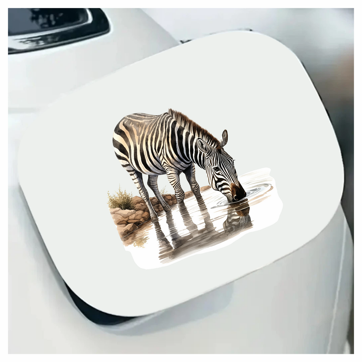 Zebra Drinking Clear Water Black Vinyl Decal Sticker