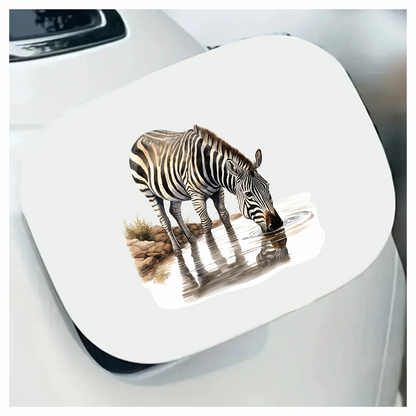 Zebra Drinking Clear Water Black Vinyl Decal Sticker