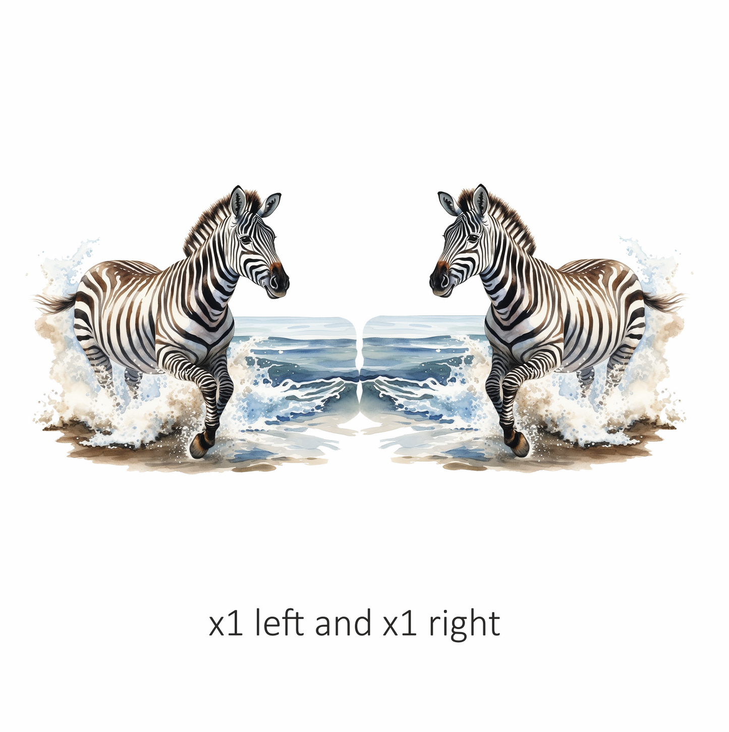 Zebra Breed Running Through Blue Waves Vinyl Decal Sticker