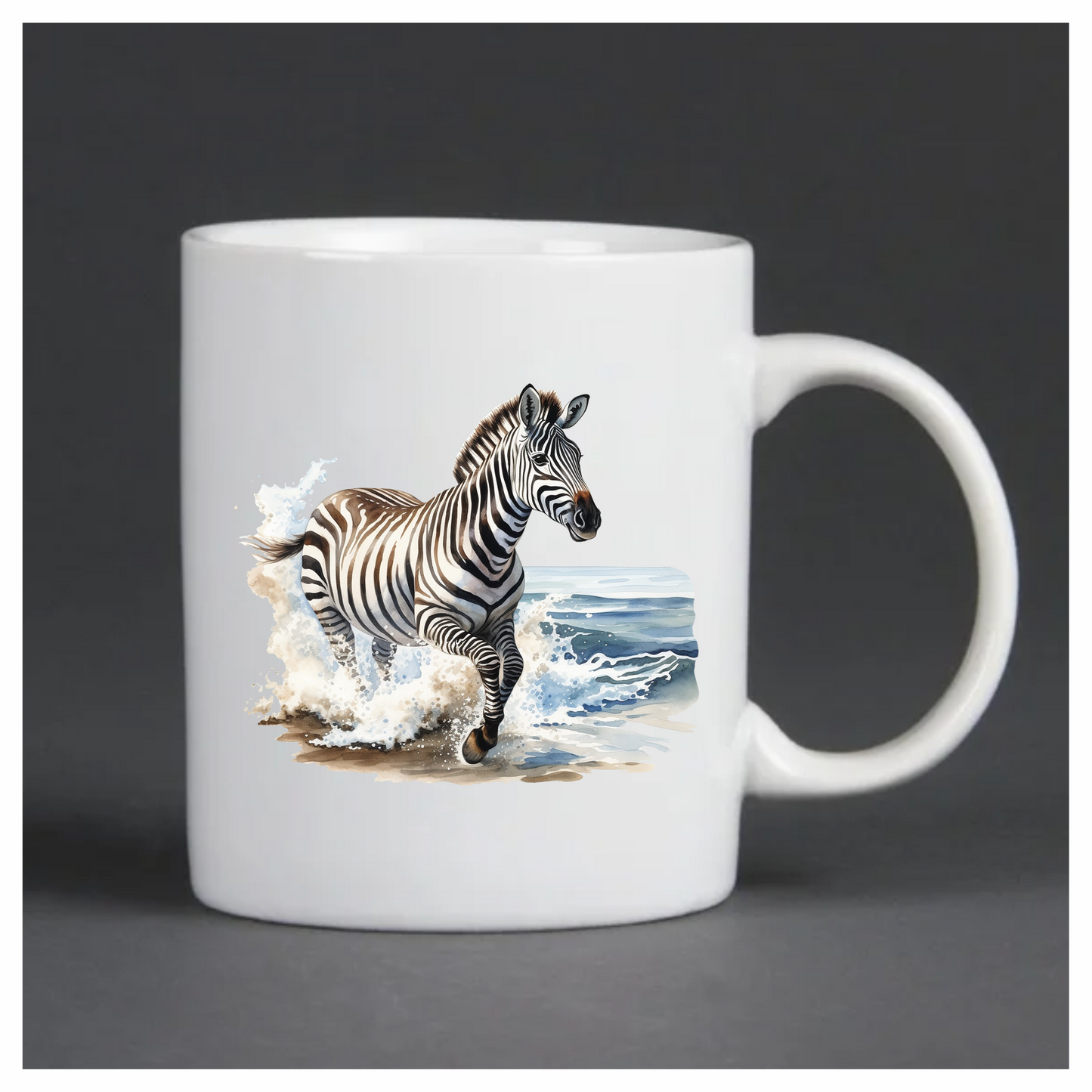 Zebra Breed Running Through Blue Waves Vinyl Decal Sticker