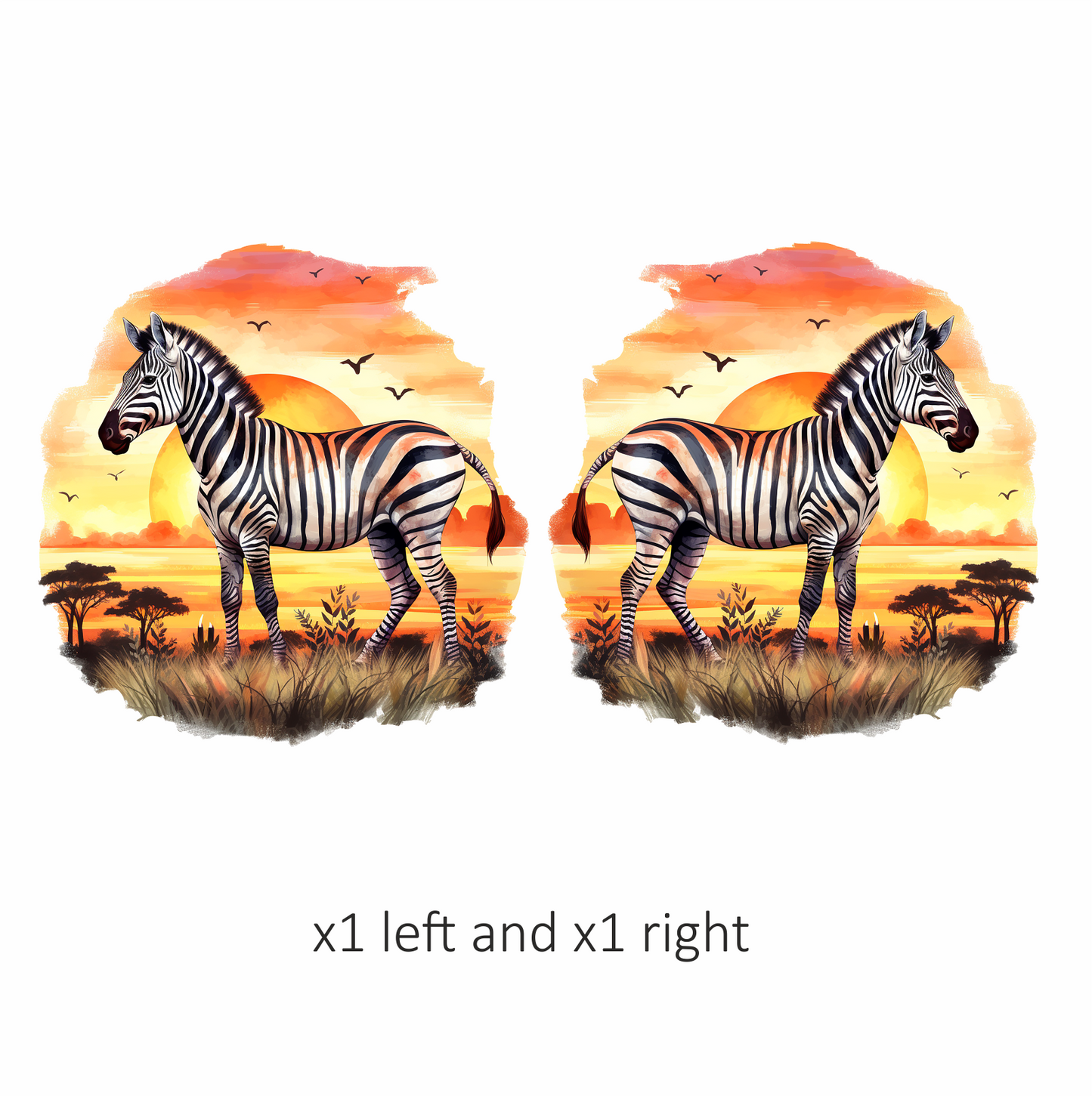 Zebra Breed Standing Sunset Orange Vinyl Decal Sticker