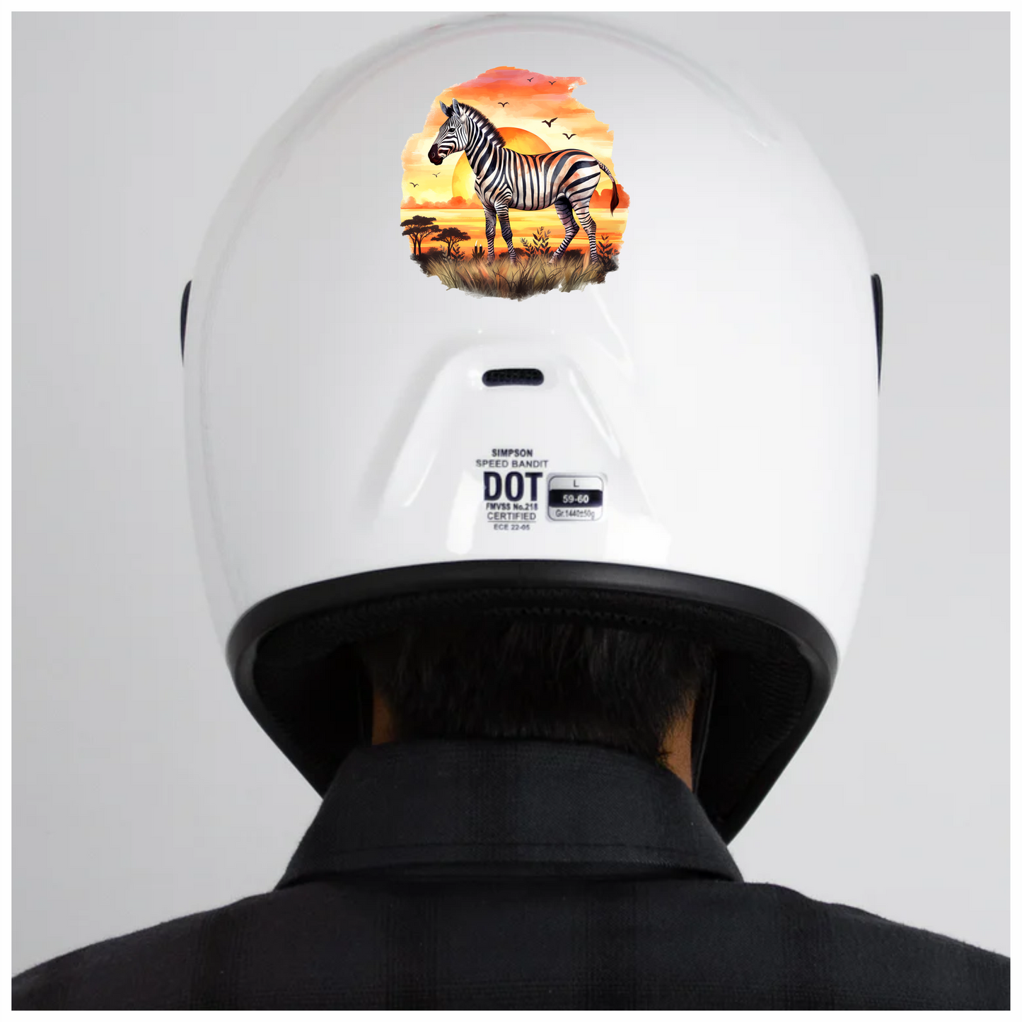 Zebra Breed Standing Sunset Orange Vinyl Decal Sticker