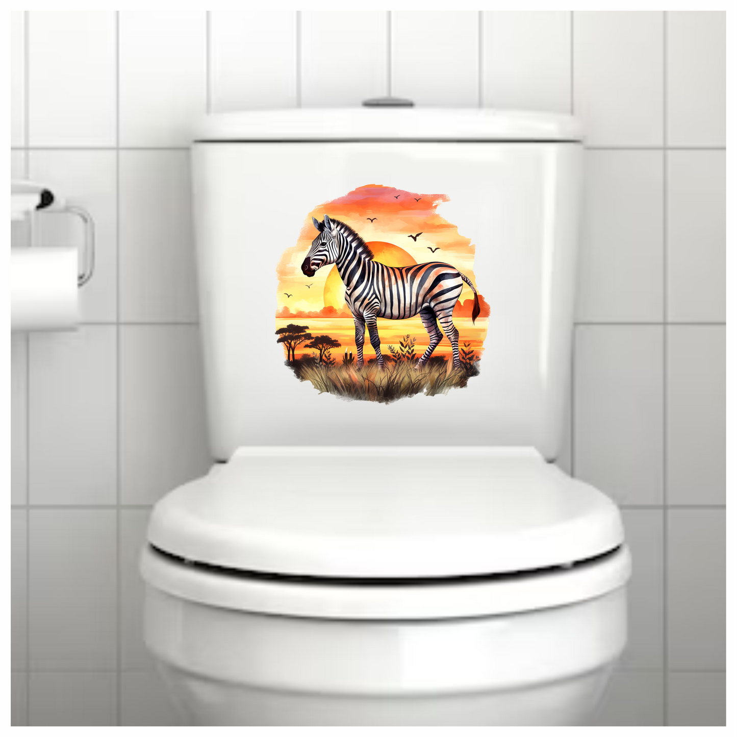 Zebra Breed Standing Sunset Orange Vinyl Decal Sticker