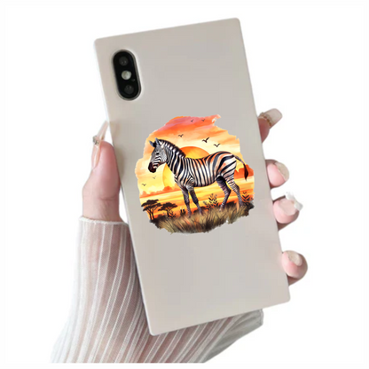 Zebra Breed Standing Sunset Orange Vinyl Decal Sticker