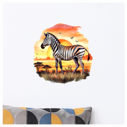 Zebra Breed Standing Sunset Orange Vinyl Decal Sticker
