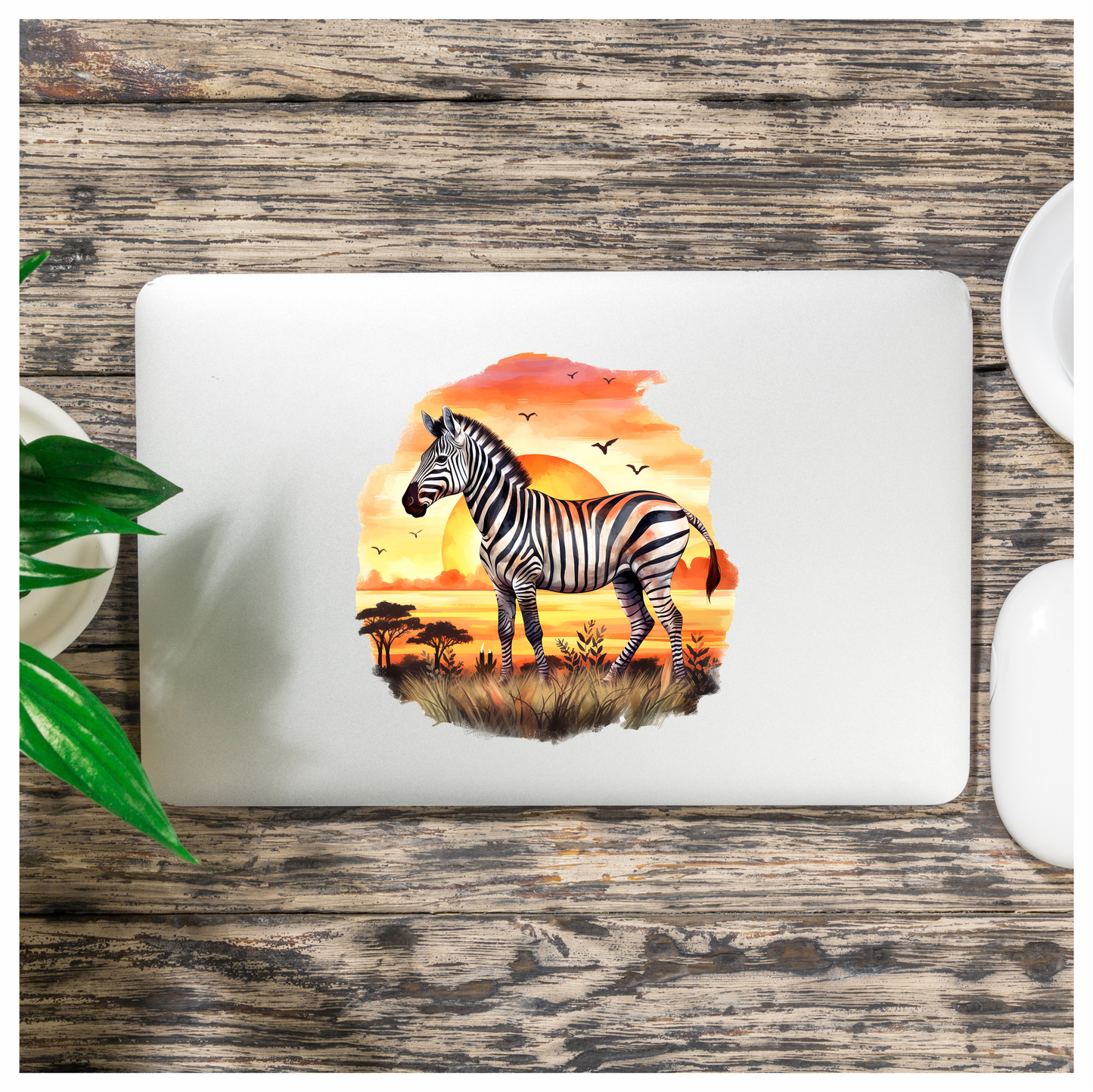 Zebra Breed Standing Sunset Orange Vinyl Decal Sticker