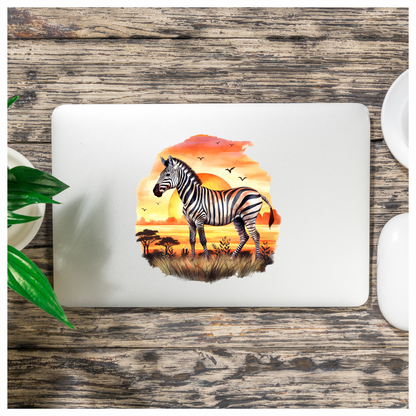 Zebra Breed Standing Sunset Orange Vinyl Decal Sticker