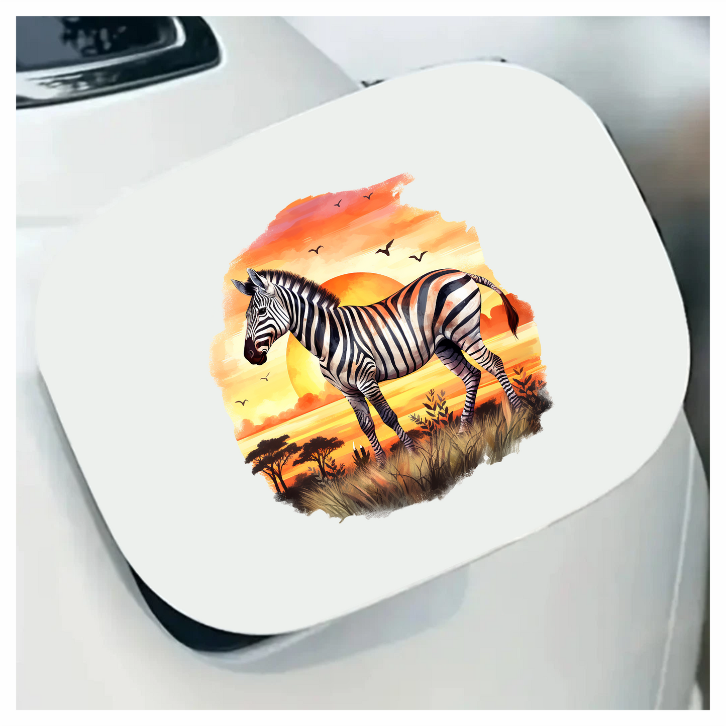 Zebra Breed Standing Sunset Orange Vinyl Decal Sticker