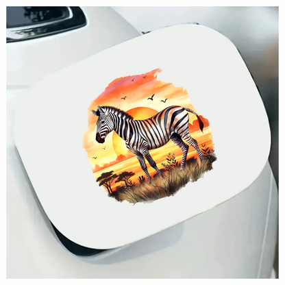 Zebra Breed Standing Sunset Orange Vinyl Decal Sticker