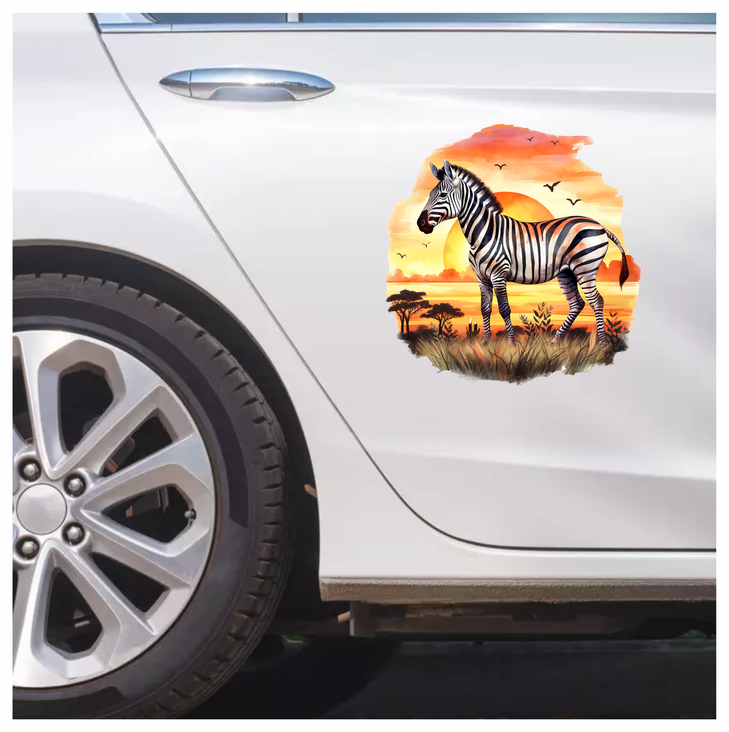 Zebra Breed Standing Sunset Orange Vinyl Decal Sticker
