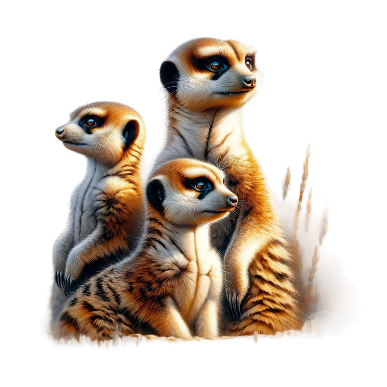 Three meerkats standing together on a white background vinyl sticker