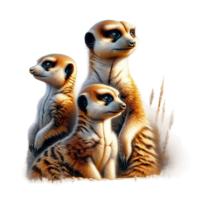 Three meerkats standing together on a white background vinyl sticker