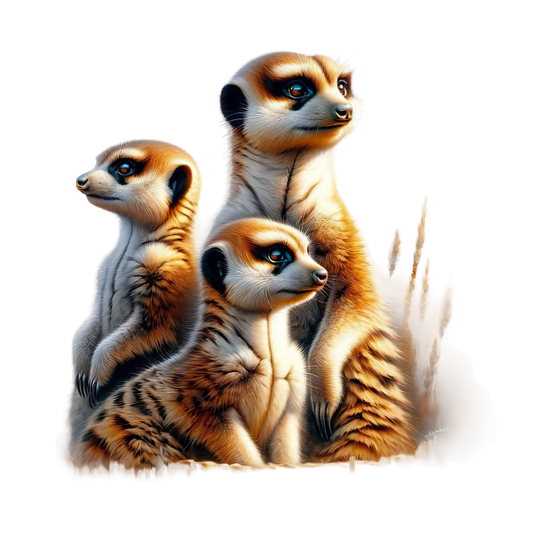 Three meerkats standing together on a white background vinyl sticker