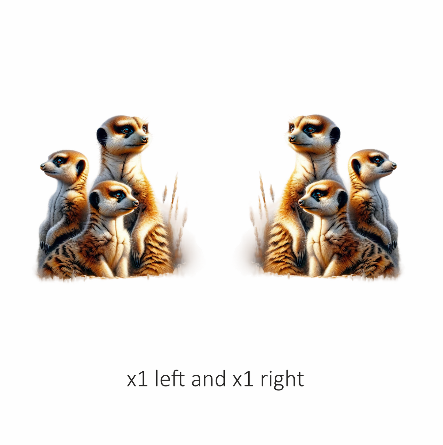 Meerkat Family With Brown Fur Vinyl Sticker Decal.