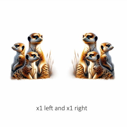 Meerkat Family With Brown Fur Vinyl Sticker Decal.