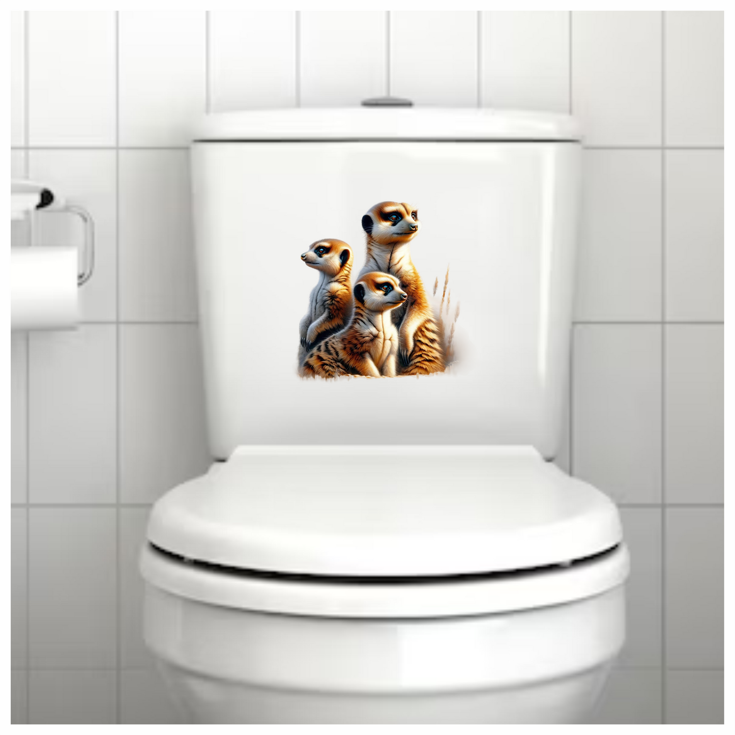 Meerkat Family With Brown Fur Vinyl Sticker Decal.