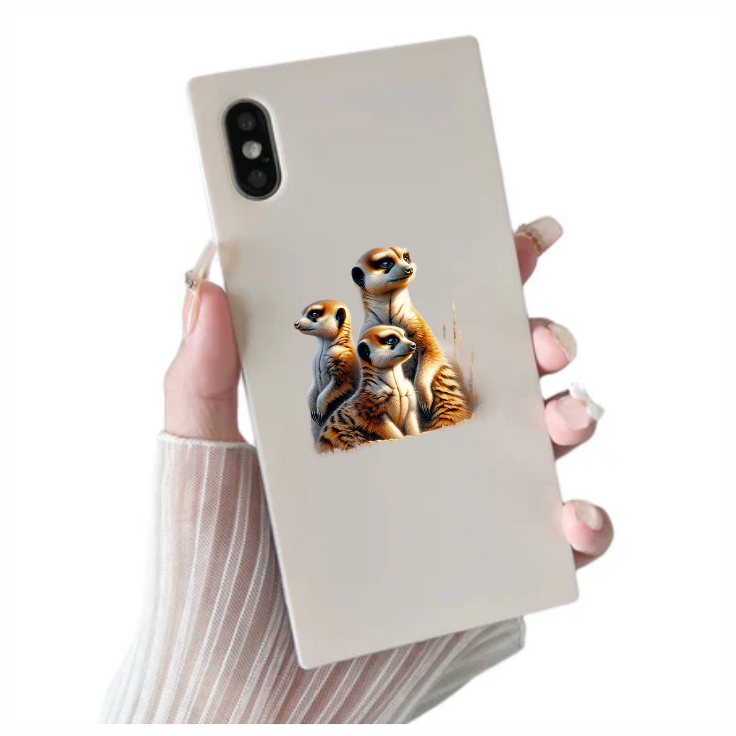 Meerkat Family With Brown Fur Vinyl Sticker Decal.