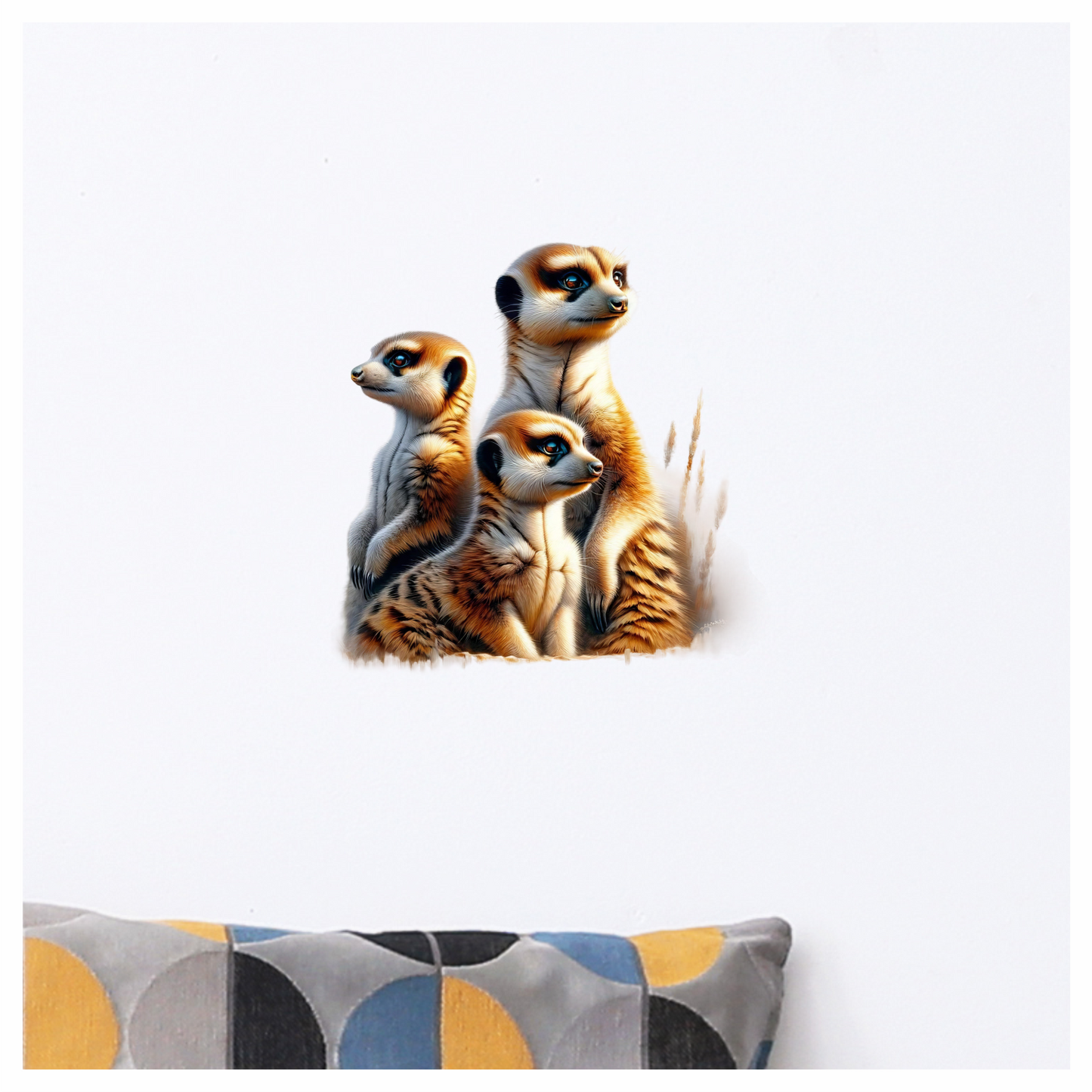 Meerkat Family With Brown Fur Vinyl Sticker Decal.
