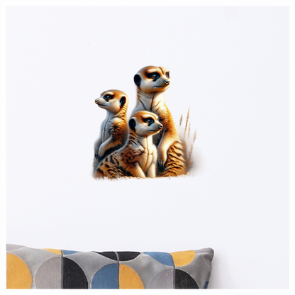 Meerkat Family With Brown Fur Vinyl Sticker Decal.