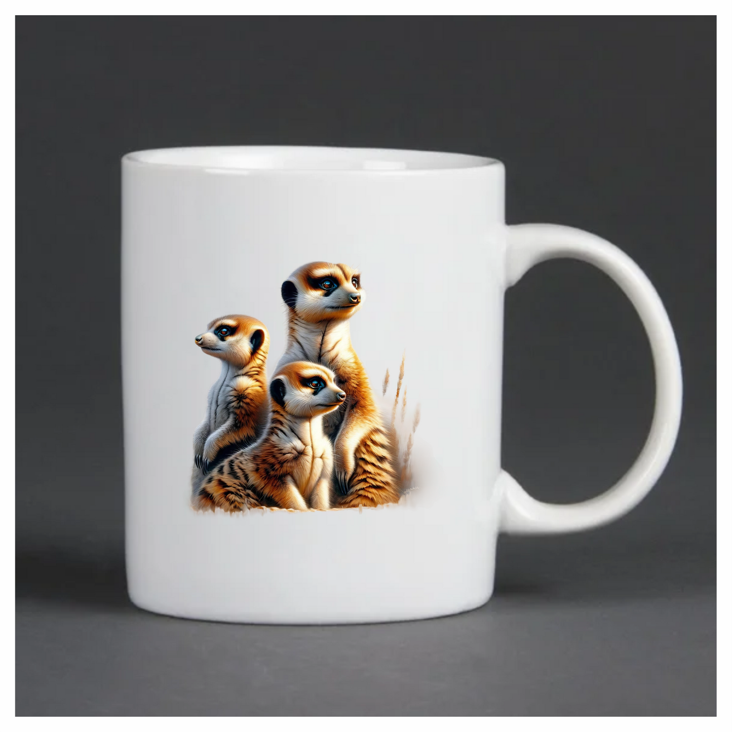 Meerkat Family With Brown Fur Vinyl Sticker Decal.