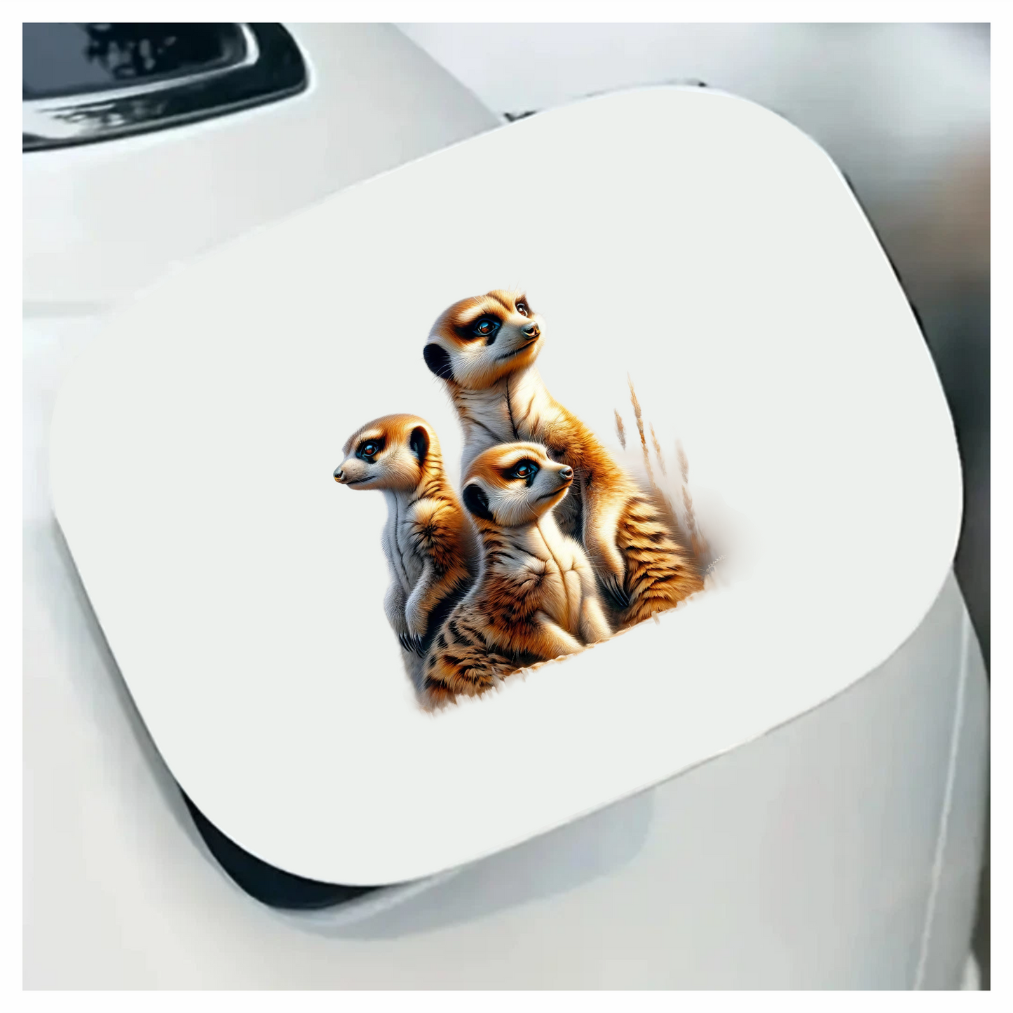 Meerkat Family With Brown Fur Vinyl Sticker Decal.