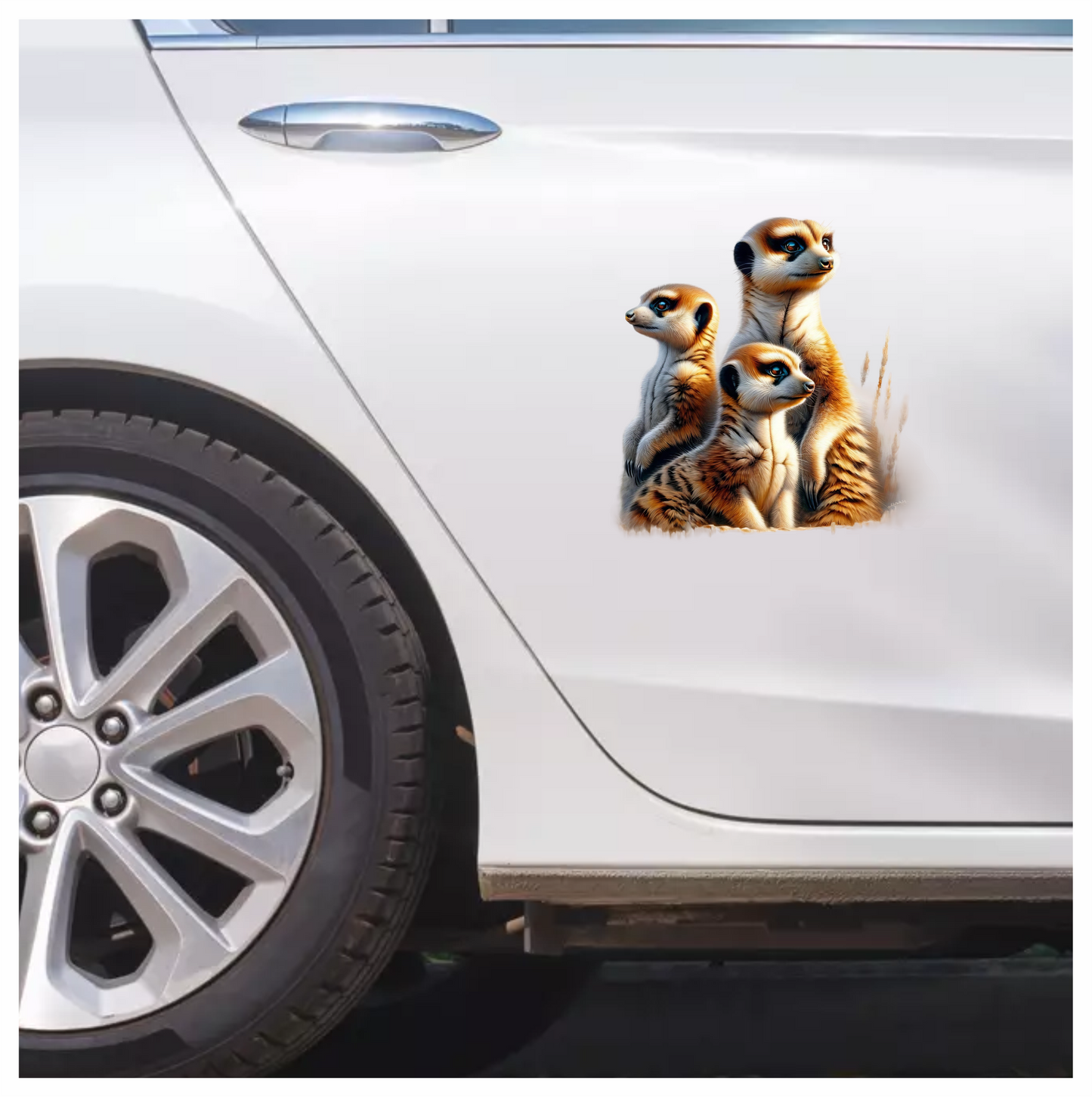 Meerkat Family With Brown Fur Vinyl Sticker Decal.