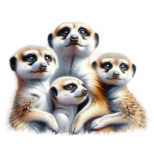 Four meerkats on a white background vinyl sticker