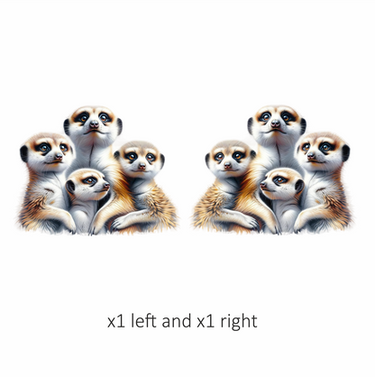 Brown Meerkat Family Group Together Vinyl Sticker Decal.