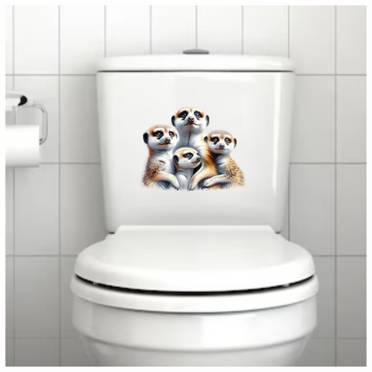 Brown Meerkat Family Group Together Vinyl Sticker Decal.