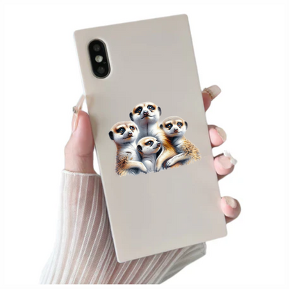 Brown Meerkat Family Group Together Vinyl Sticker Decal.