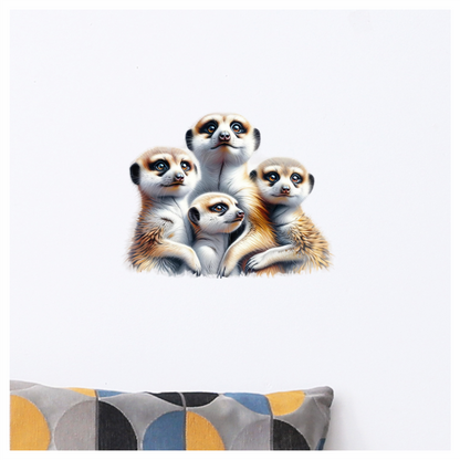 Brown Meerkat Family Group Together Vinyl Sticker Decal.