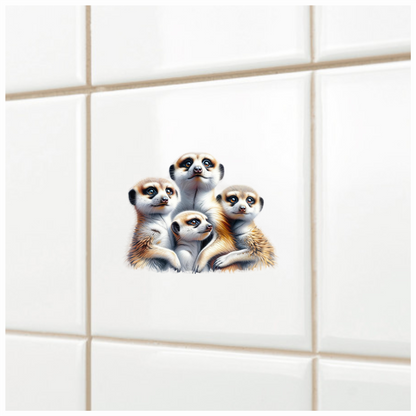 Brown Meerkat Family Group Together Vinyl Sticker Decal.
