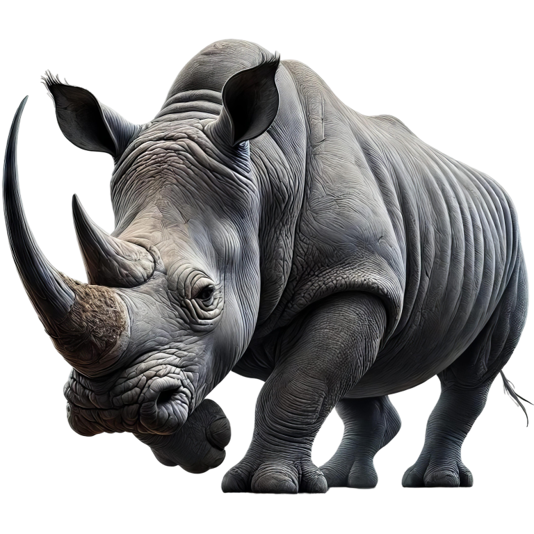 Gray rhinoceros on a white background vinyl sticker.
