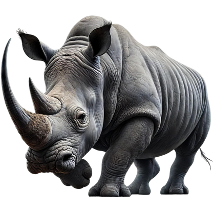 Gray rhinoceros on a white background vinyl sticker.
