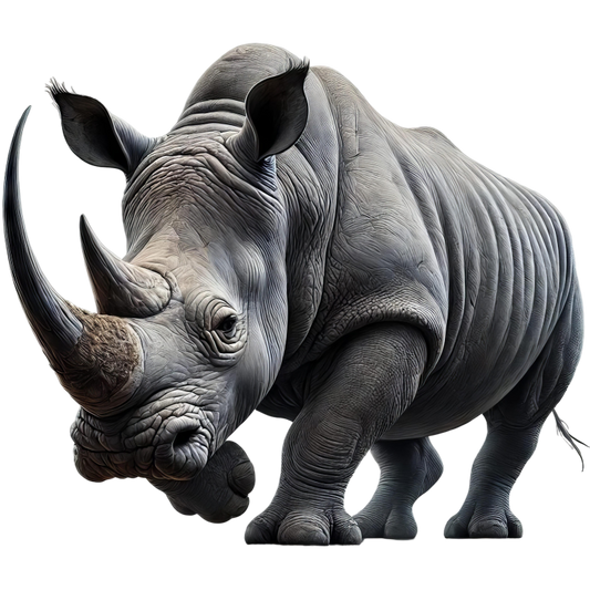 Gray rhinoceros on a white background vinyl sticker.