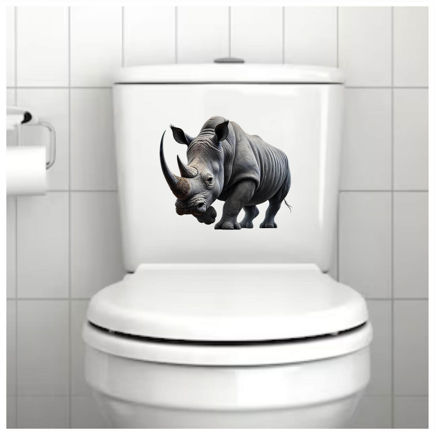 White Rhinoceros Strong Animal Vinyl Sticker Decal.