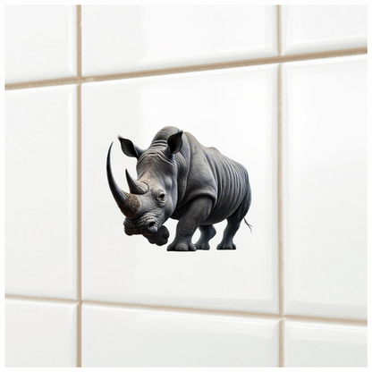 White Rhinoceros Strong Animal Vinyl Sticker Decal.