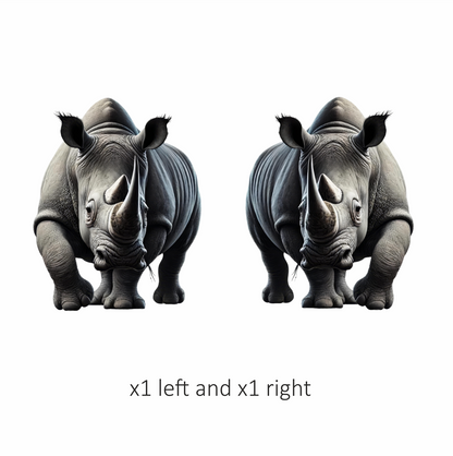 Grey White Rhinoceros Strong Walk Vinyl Sticker Decal.