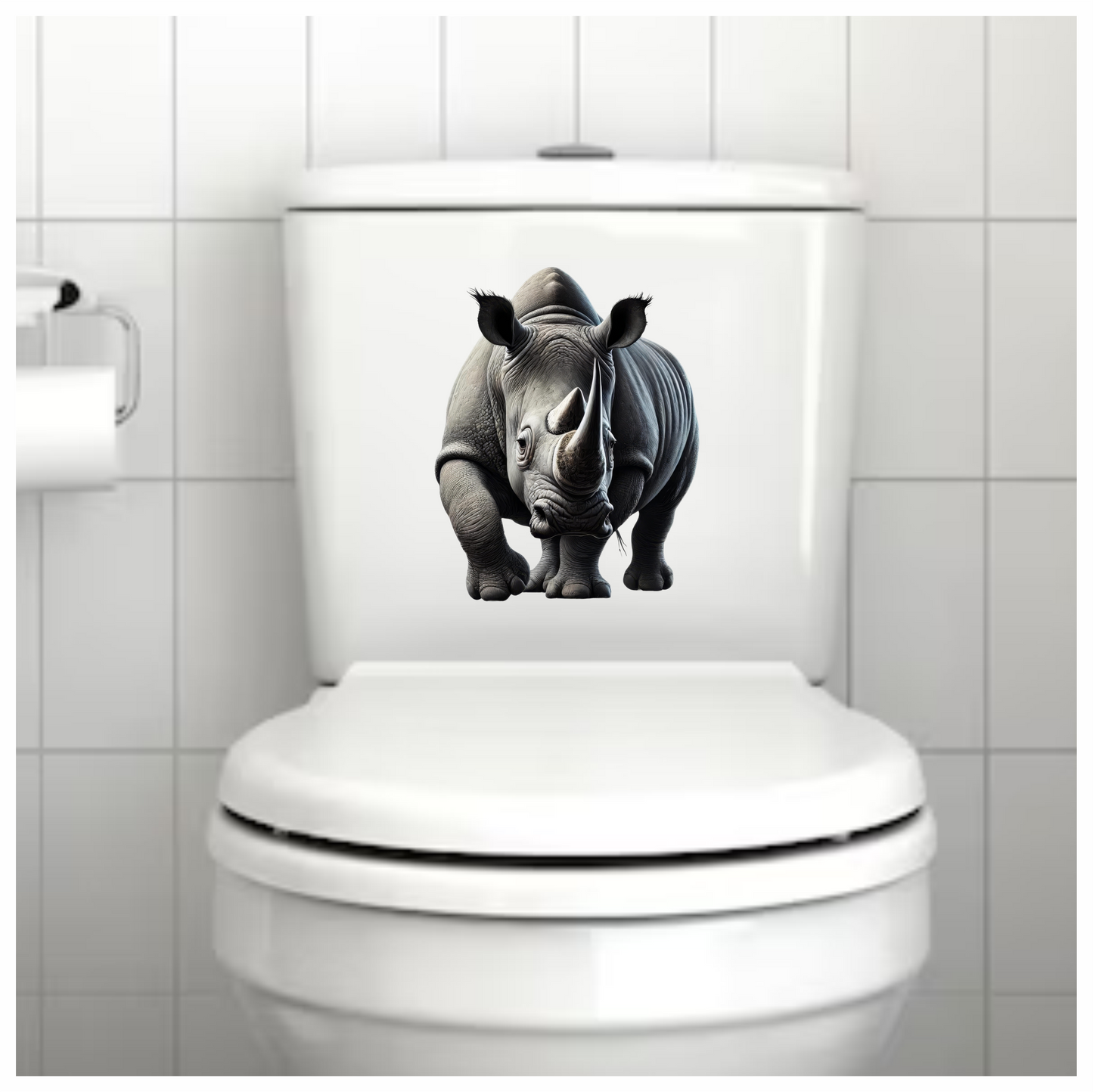Grey White Rhinoceros Strong Walk Vinyl Sticker Decal.