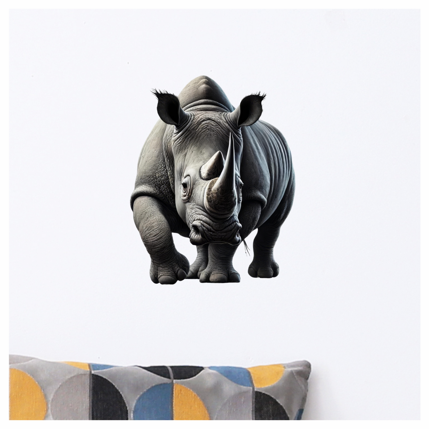 Grey White Rhinoceros Strong Walk Vinyl Sticker Decal.
