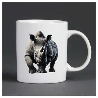 Grey White Rhinoceros Strong Walk Vinyl Sticker Decal.