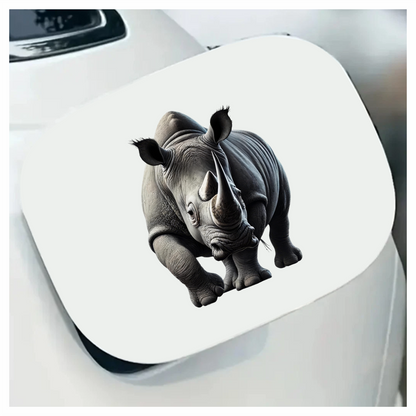 Grey White Rhinoceros Strong Walk Vinyl Sticker Decal.