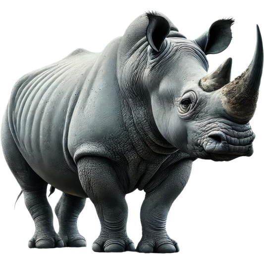 Gray rhinoceros on a white background vinyl sticker.