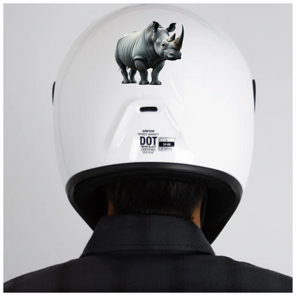 White Rhinoceros Standing Strong Vinyl Sticker Decal.