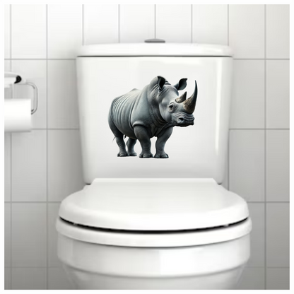 White Rhinoceros Standing Strong Vinyl Sticker Decal.