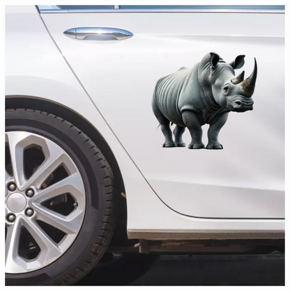 White Rhinoceros Standing Strong Vinyl Sticker Decal.